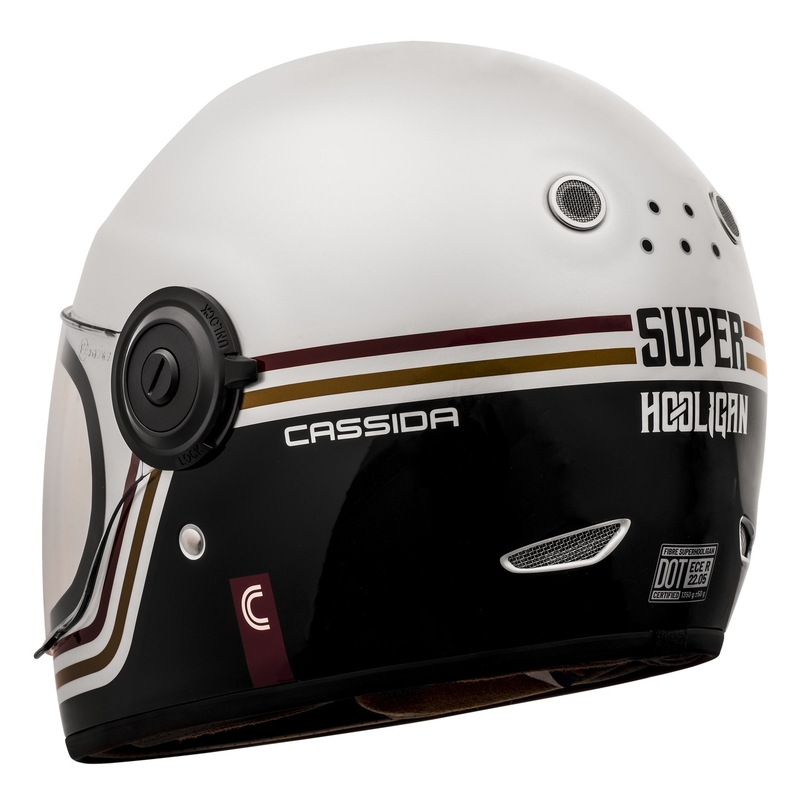 Casco integral de moto Cassida Fibre Super Hooligan Carat blanco-negro-rojo-oro liquidación