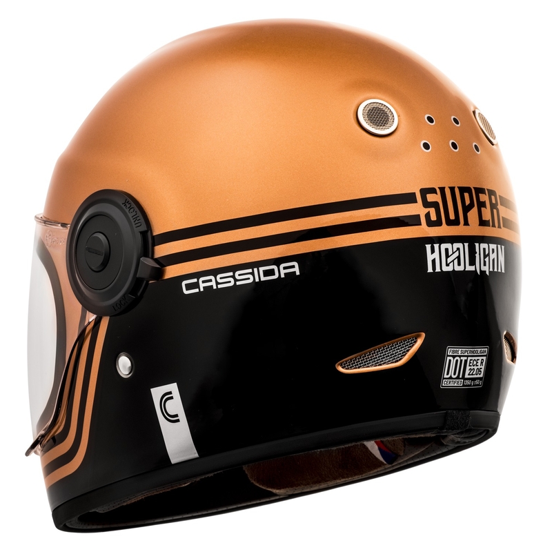 Casco integral de moto Cassida Fibre Super Hooligan negro y cobre liquidación