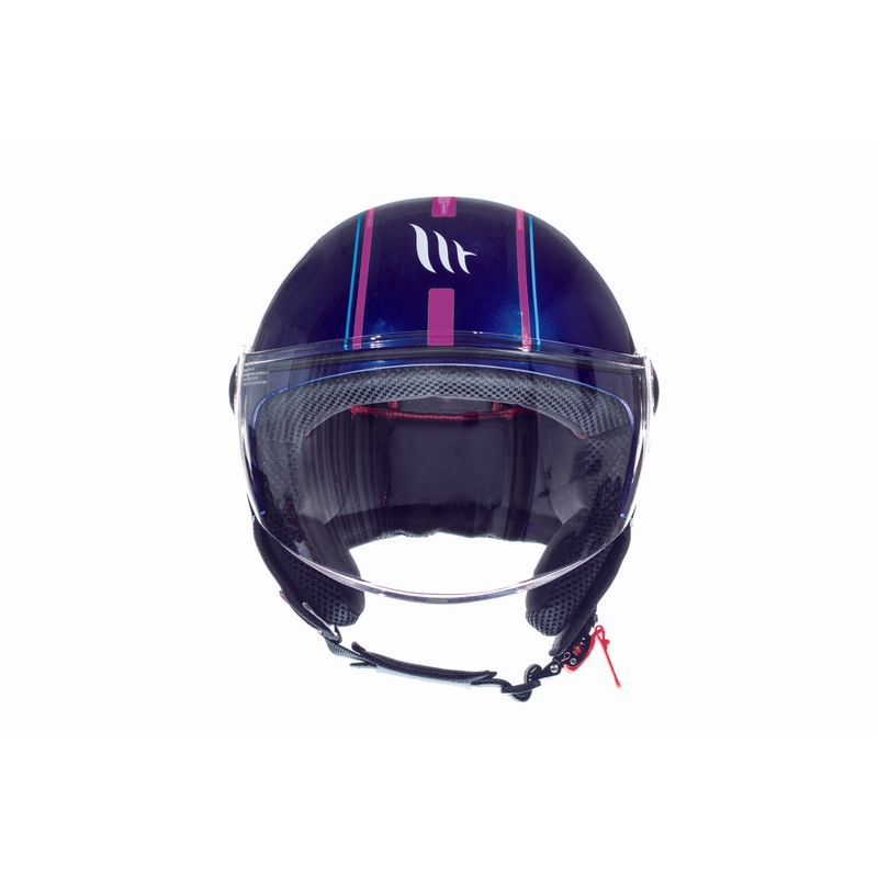 Přilba na motorku otevřená MT Street Entire modro-fluo růžová výprodej