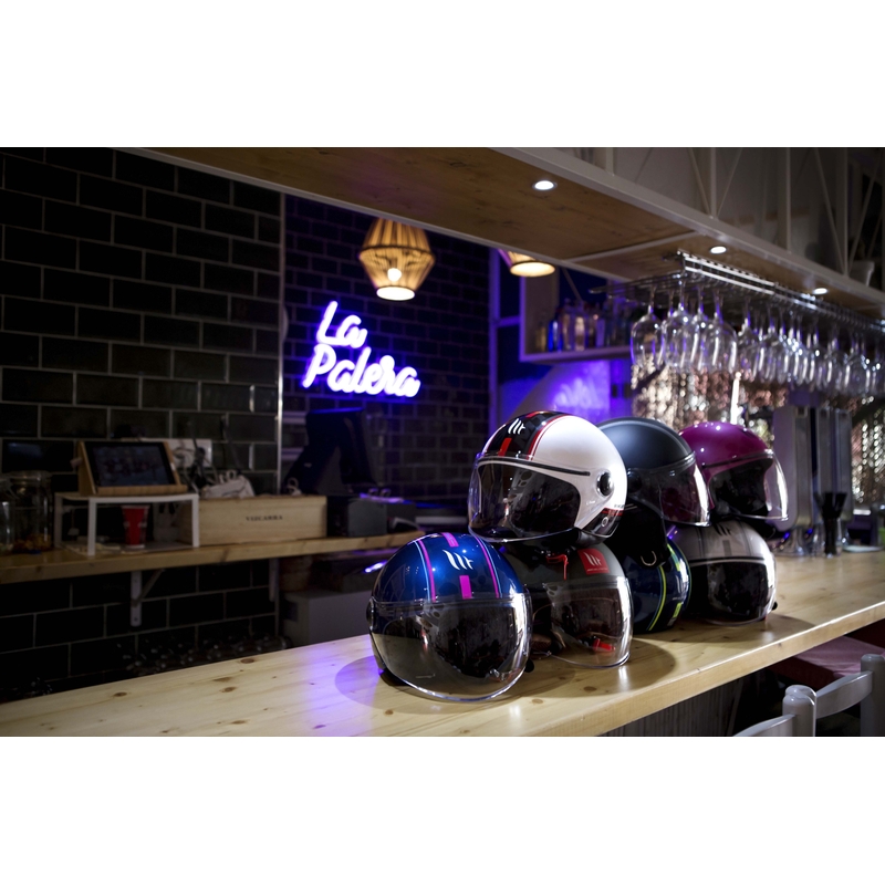 Přilba na motorku otevřená MT Street Entire modro-fluo růžová výprodej