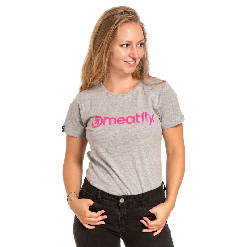 Camiseta mujer Meatfly Ladies MF Logo gris liquidación