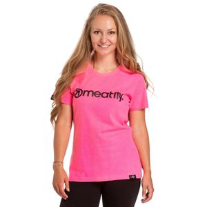 Camiseta mujer Meatfly Ladies MF Logo rosa neón liquidación