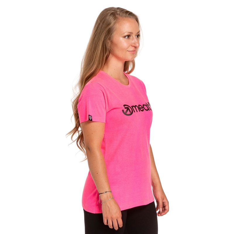 Camiseta mujer Meatfly Ladies MF Logo rosa neón liquidación