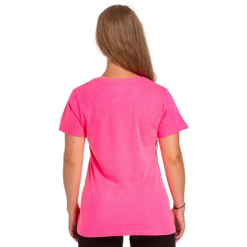 Camiseta mujer Meatfly Ladies MF Logo rosa neón liquidación
