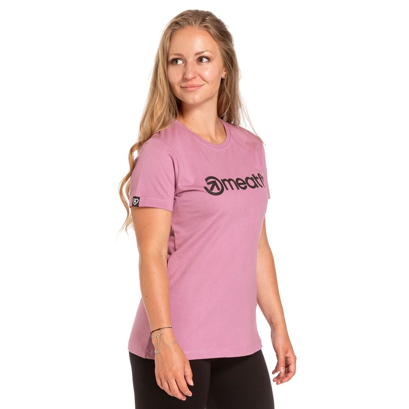 Camiseta mujer Meatfly Ladies MF Logo rosa liquidación
