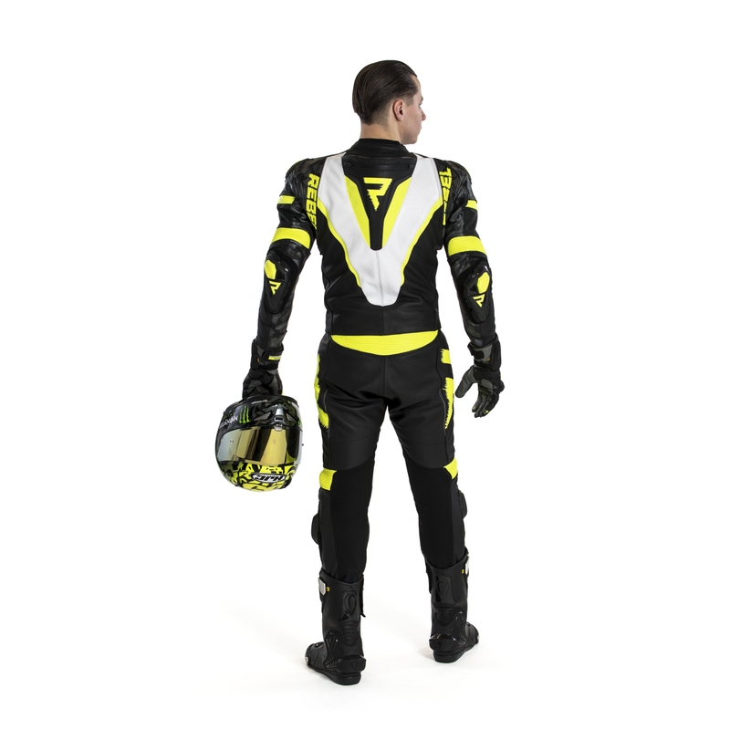 Mono de moto Rebelhorn Rebel Negro-Blanco-Amarillo Flúo liquidación