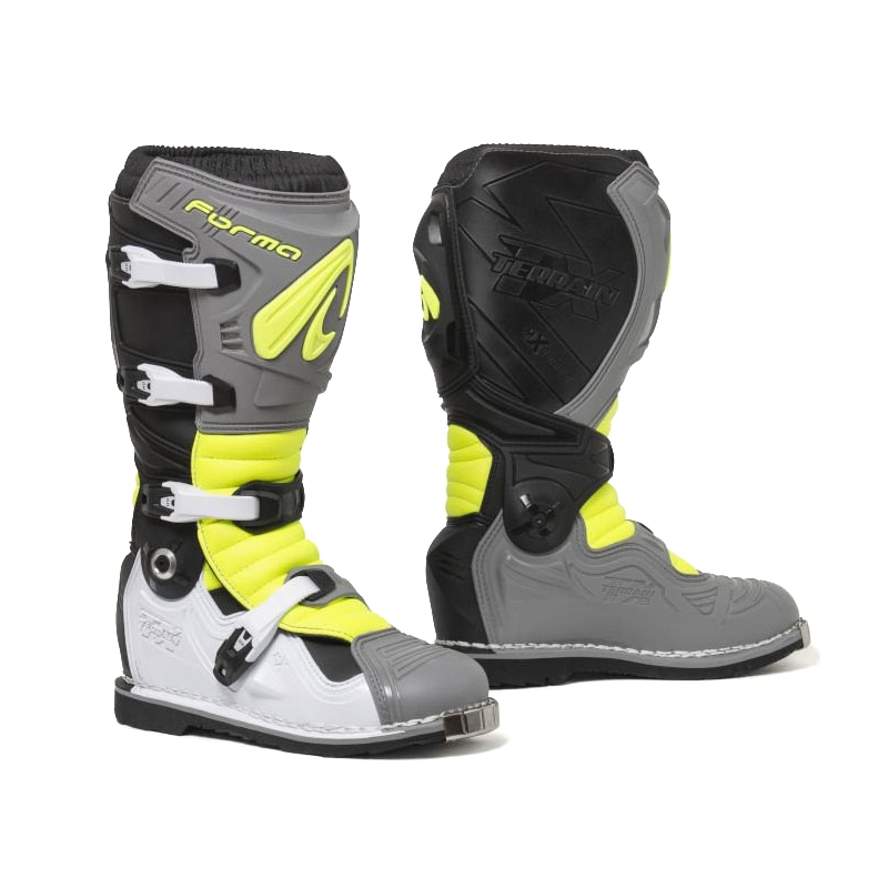 Botas para moto Forma Terrain Evolution TX gris-blanco-amarillo fluo