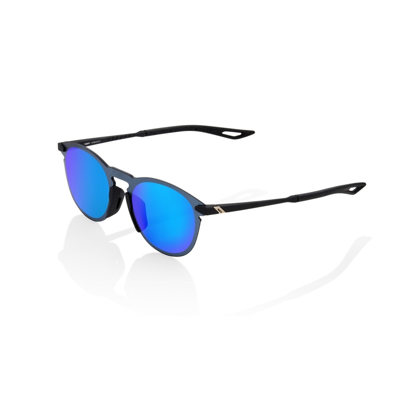 Gafas de sol 100% LEGERE ROUND Soft Tact Negro (lentes azul cromo)