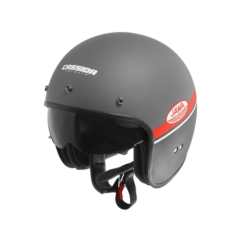 Casco de moto abierto Cassida Oxygen Jawa OHC gris-rojo-negro-blanco