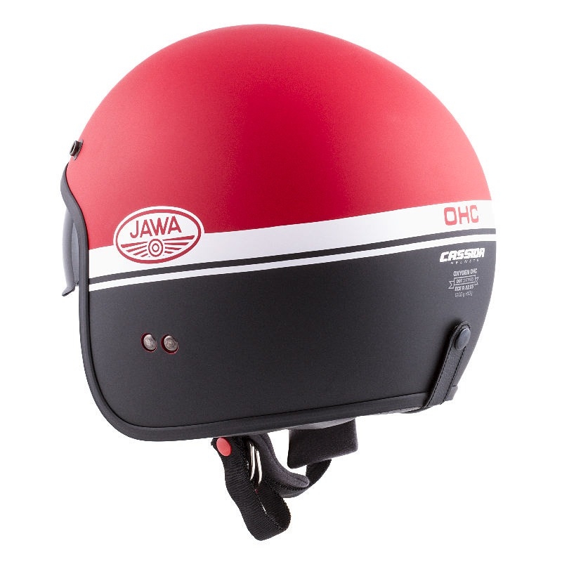 Casco de moto abierto Cassida Oxygen Jawa OHC rojo-negro-blanco