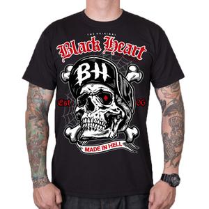 Camiseta hombre Black Heart Skull Bones negra liquidación