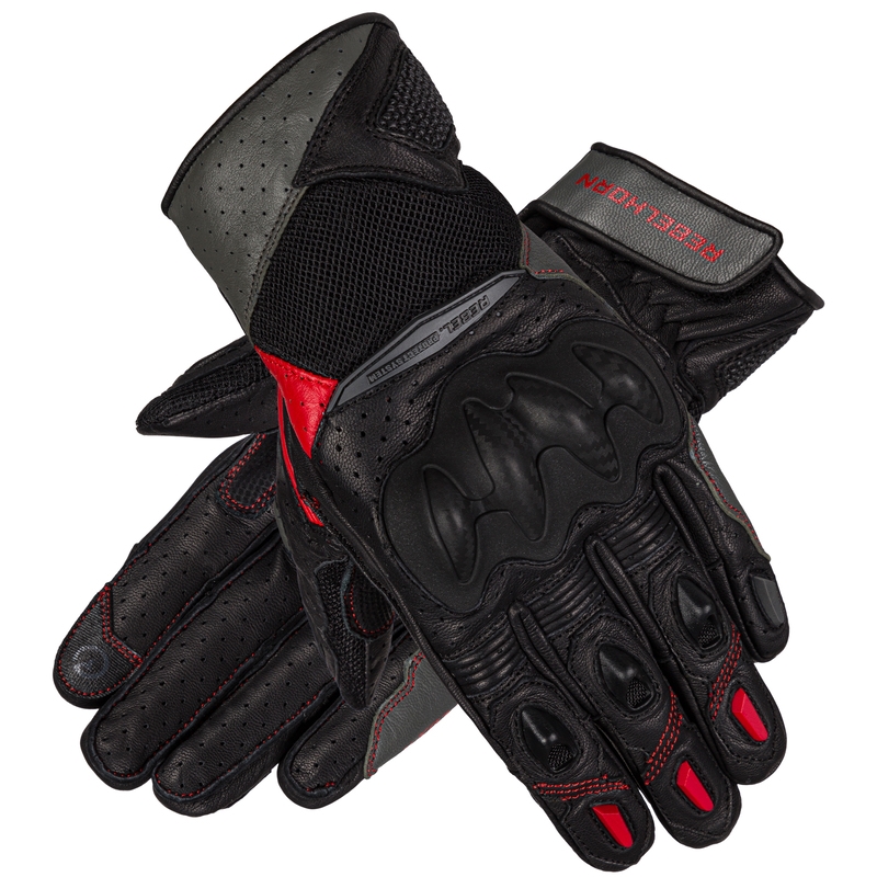 Guantes de moto Rebelhorn Flux II de mujer rojos y negros liquidación