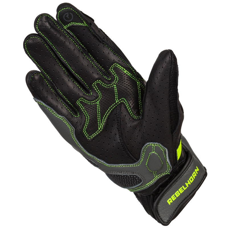 Guantes de moto Rebelhorn Flux II para mujer negro-fluo-amarillo
