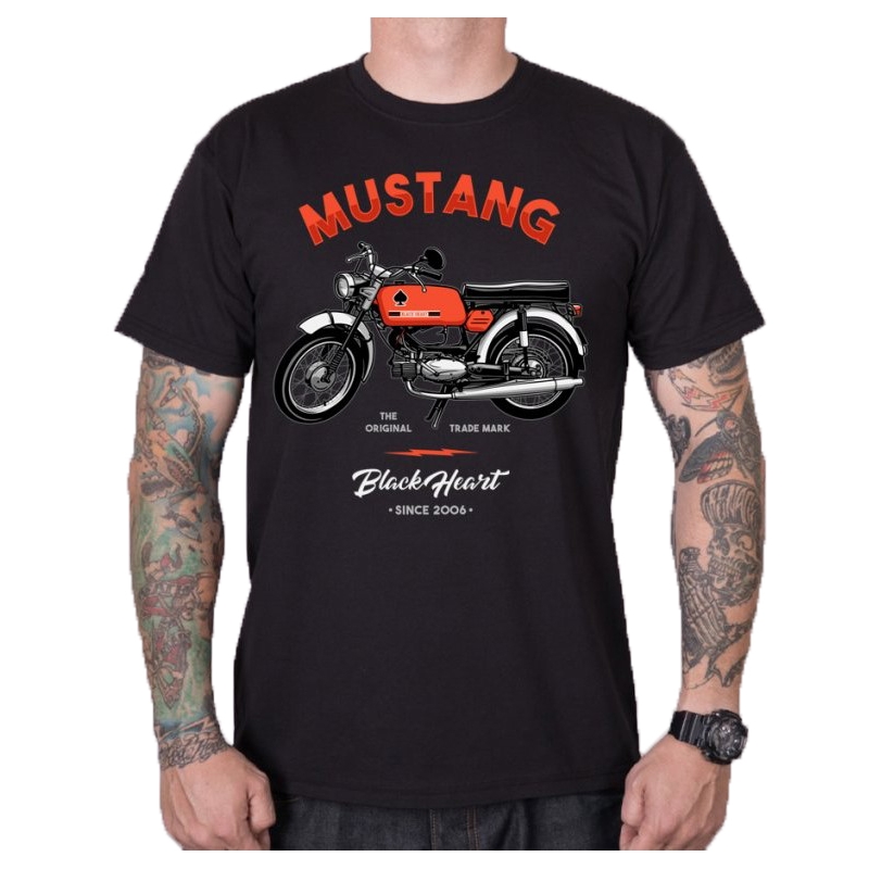 Camiseta negra Heart Mustang para hombre