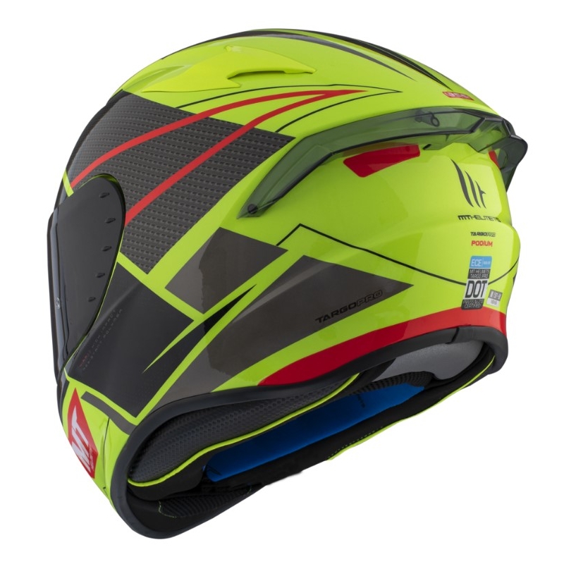 Casco integral de moto MT FF106 Pro Targo Pro Podium D1 amarillo fluo-rojo-negro liquidación