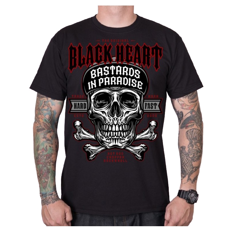 Camiseta hombre Black Heart Bastard In Paradise negra