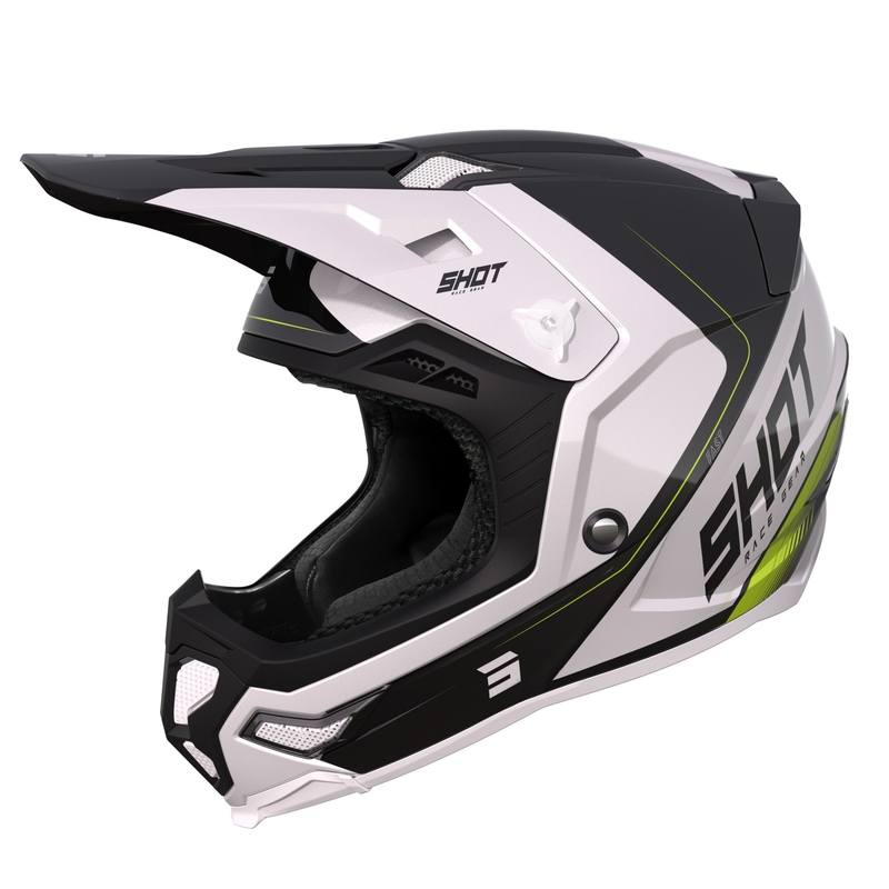 Casco de motocross Shot Core Fast negro-blanco-amarillo fluo liquidación