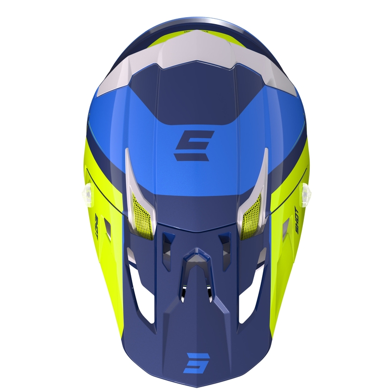 Casco de motocross Shot Core Fast azul-blanco-amarillo fluo liquidación
