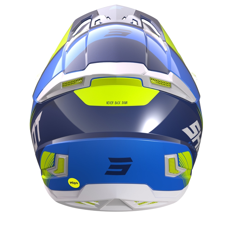 Casco de motocross Shot Core Fast azul-blanco-amarillo fluo liquidación