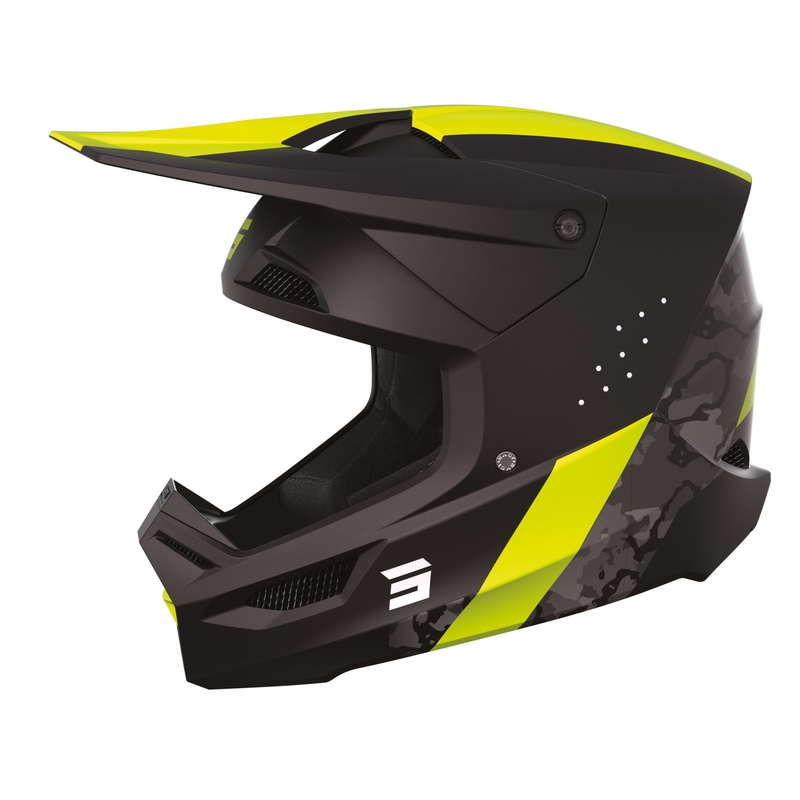 Casco motocross Shot Race Camo negro-gris-amarillo fluo liquidación