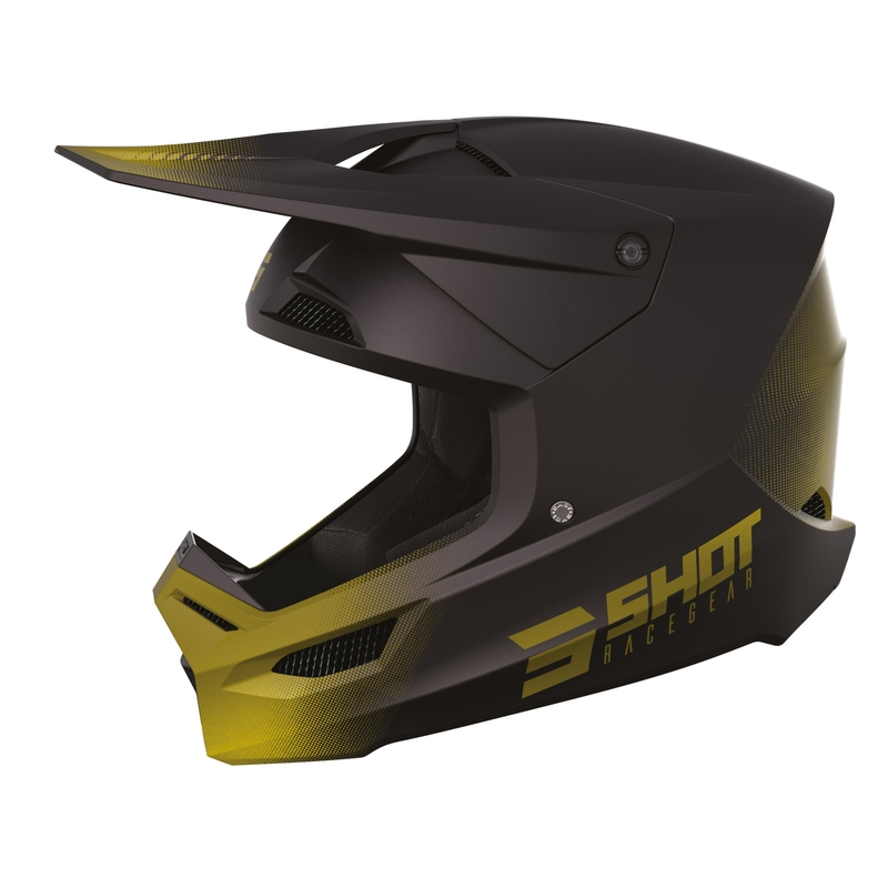 Casco motocross Shot Race Raw negro-dorado