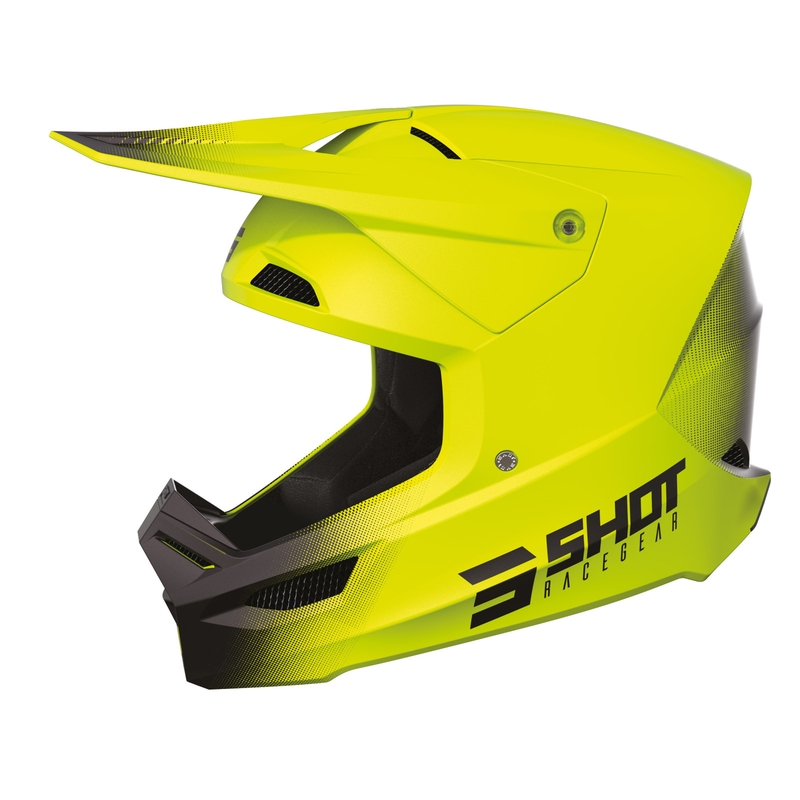 Casco de motocross Shot Race Raw negro-amarillo fluo liquidación