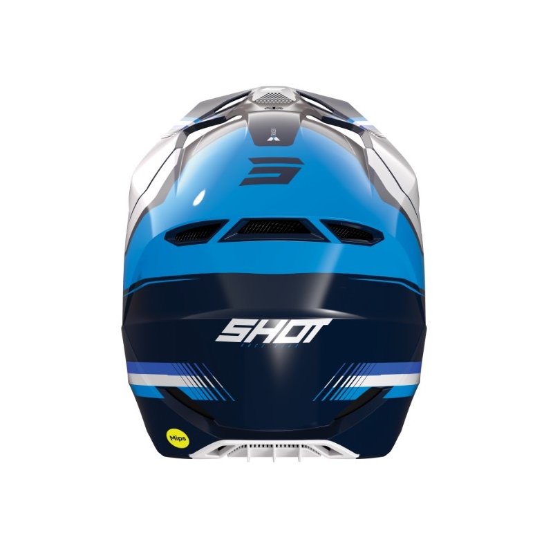 Casco Motocross Shot Race Tracer blanco-azul liquidación