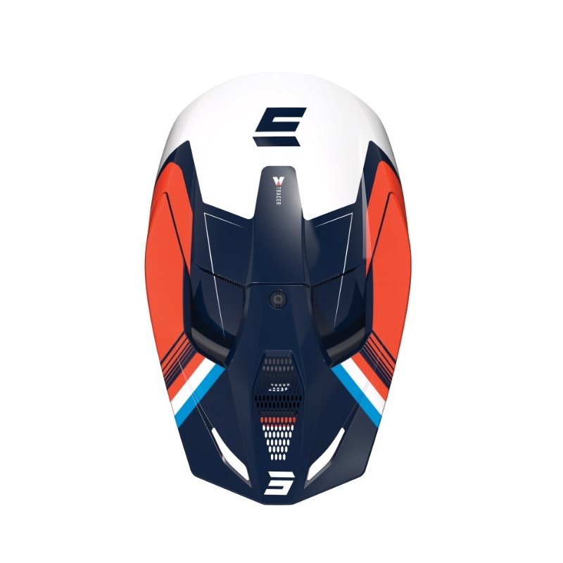 Casco de motocross Shot Race Tracer blanco-azul-naranja