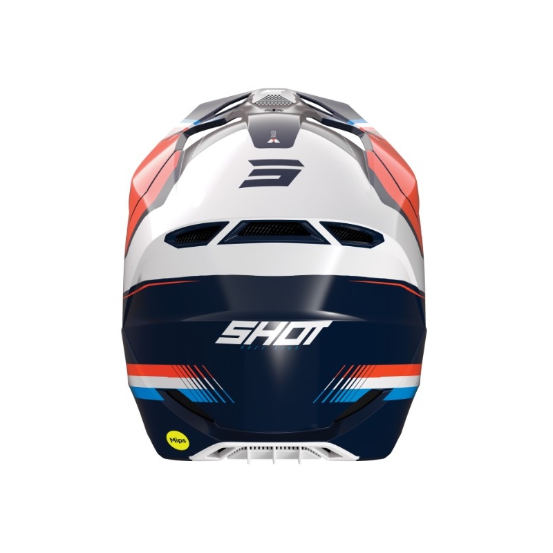 Casco de motocross Shot Race Tracer blanco-azul-naranja