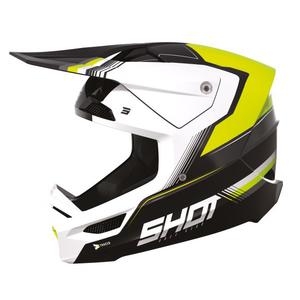 Casco motocross Shot Race Tracer blanco-negro-amarillo fluo liquidación
