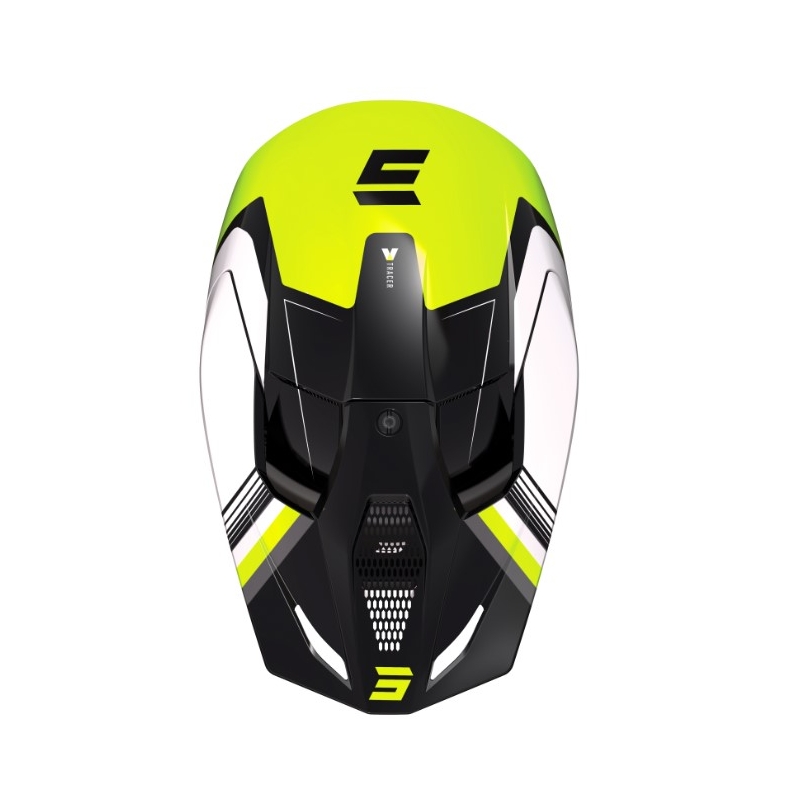 Casco motocross Shot Race Tracer blanco-negro-amarillo fluo liquidación