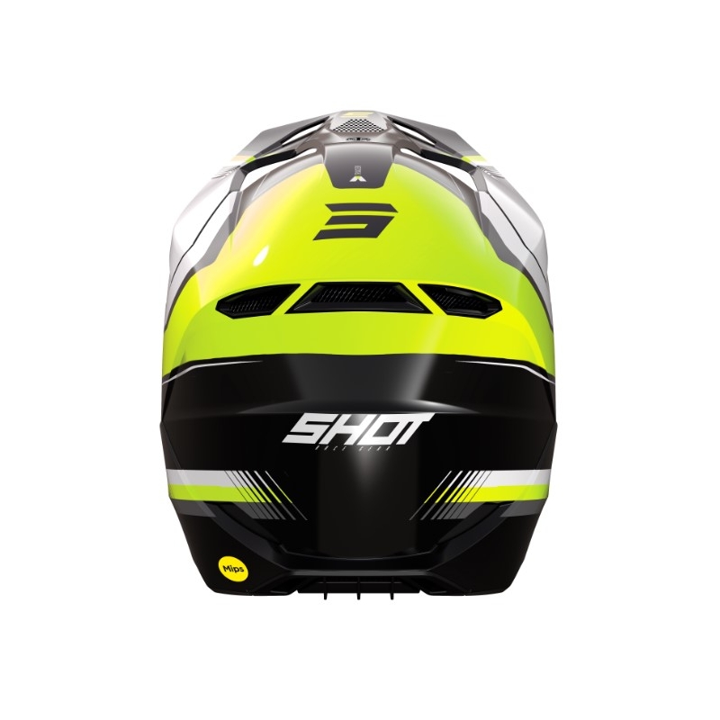 Casco motocross Shot Race Tracer blanco-negro-amarillo fluo liquidación