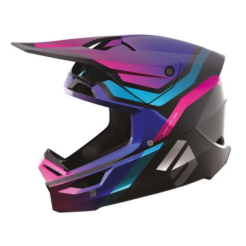 Casco Motocross Shot Race Sky negro-azul-rosa
