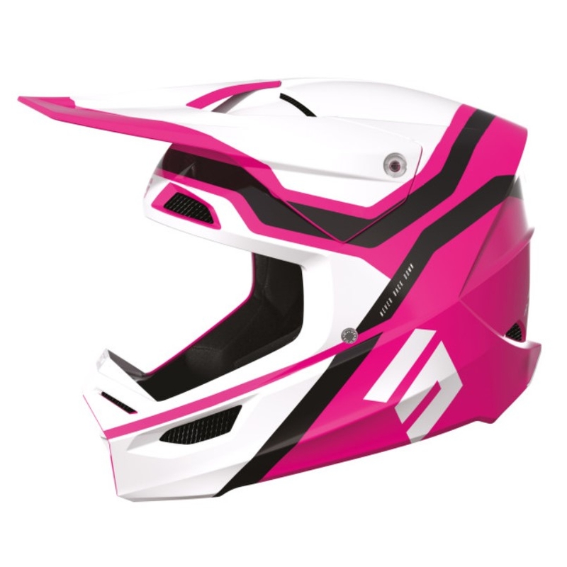 Casco motocross Shot Race Sky blanco-rosa