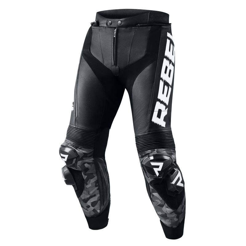 Pantalones de moto Rebelhorn Rebel en blanco y negro liquidación