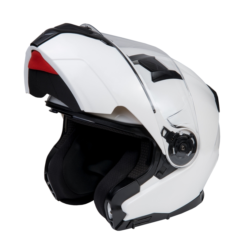 Ozone Flip Up Casco Moto Tormenta Blanco Brillo liquidación