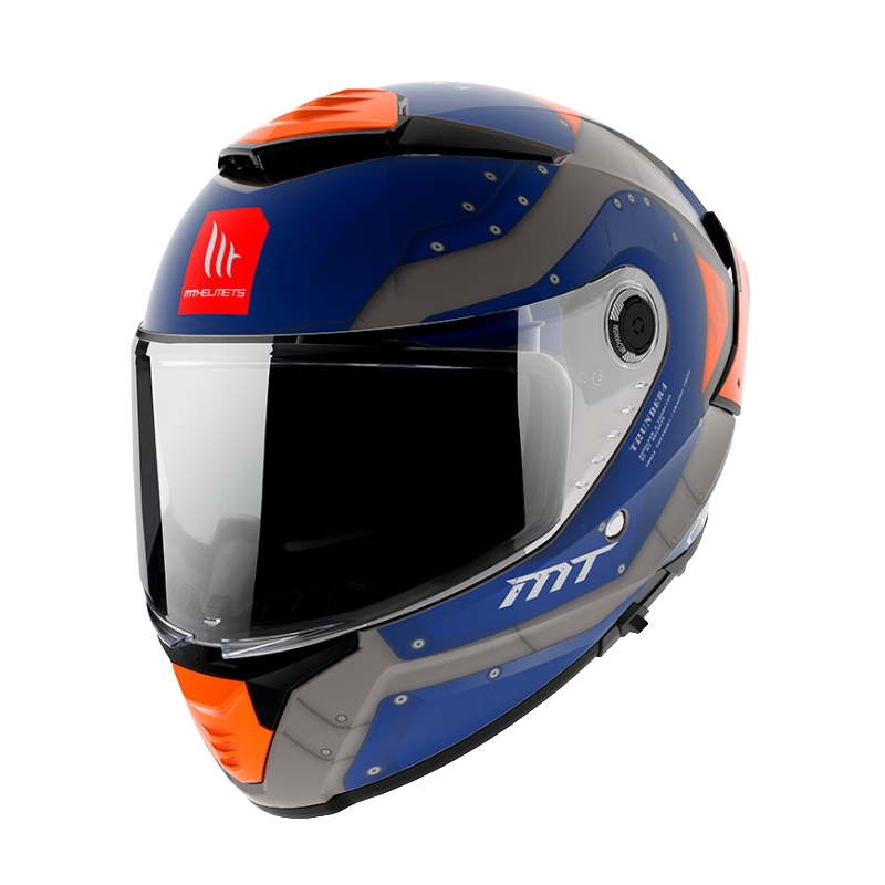 Integrální přilba na motorku MT Thunder 4 SV Cheep A7 oranžovo-modro-šedá