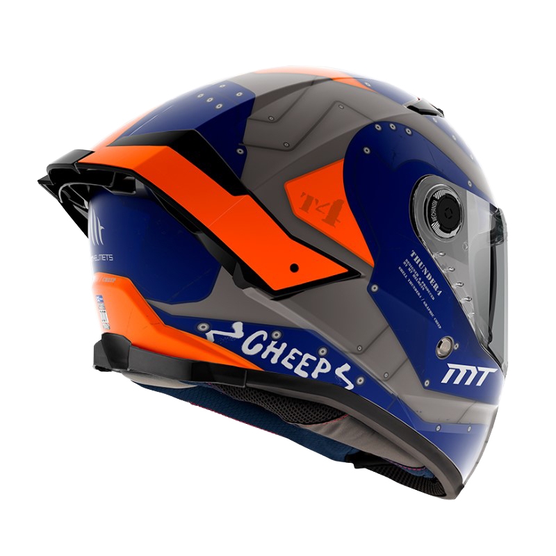 Integrální přilba na motorku MT Thunder 4 SV Cheep A7 oranžovo-modro-šedá