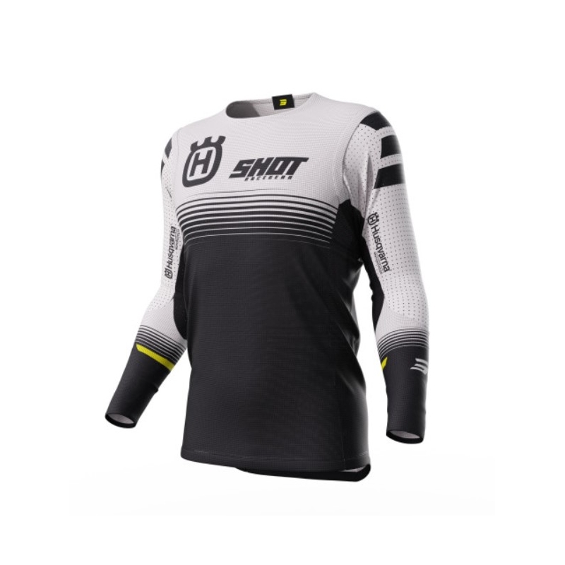 Camiseta de motocross Shot Aerolite Husqvarna LE blanco-negro liquidación