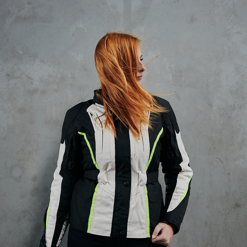 Chaqueta de moto para mujer Ozone Sahara Black-Grey-Fluo Yellow liquidación