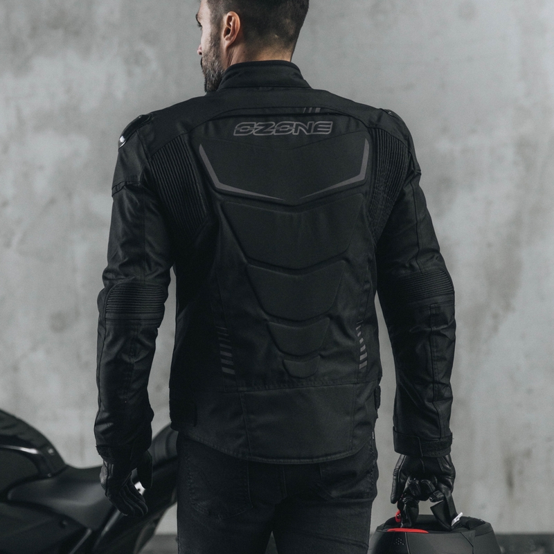 Chaqueta de moto Ozone Pulse negra y gris
