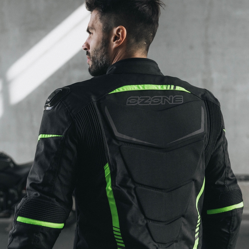 Chaqueta de moto Ozone Pulse negro-amarillo fluorescente