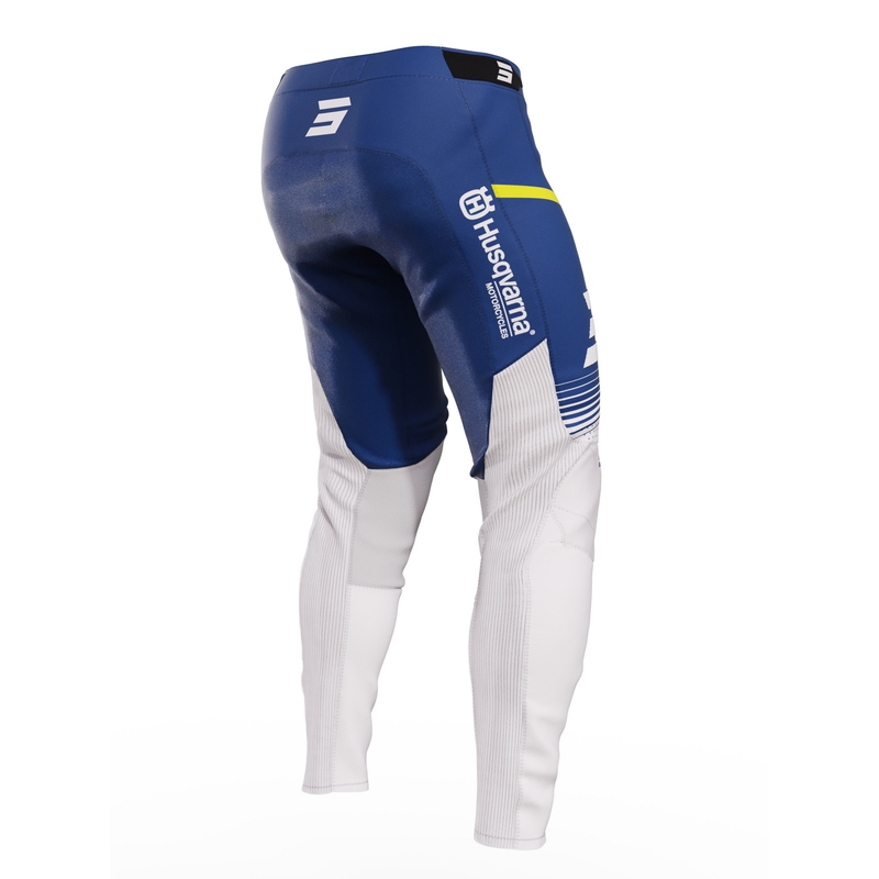 Pantalones motocross Shot Aerolite Husqvarna LE 2023 blanco-azul liquidación