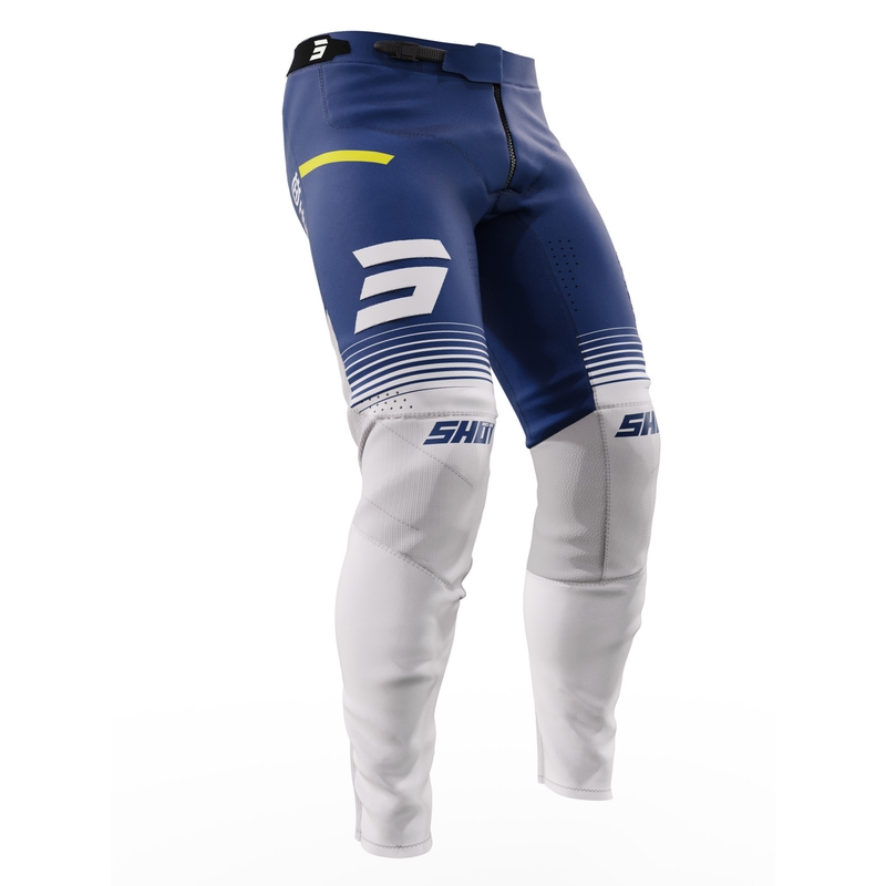 Pantalones motocross Shot Aerolite Husqvarna LE 2023 blanco-azul liquidación