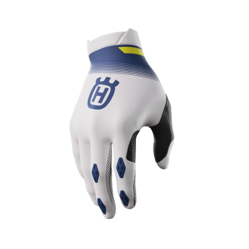 Guantes de motocross Shot Aerolite Husqvarna LE blanco-azul en oferta liquidación