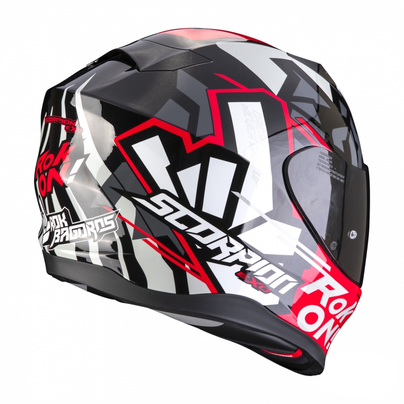 Casco integral de moto Scorpion EXO-520 EVO Air Rok Bagoros negro-rojo