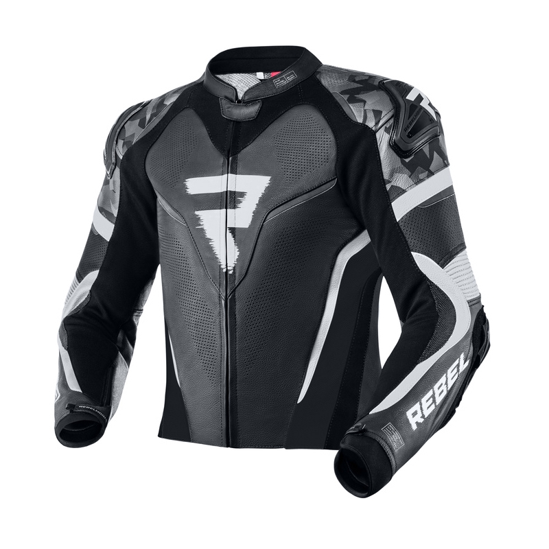 Chaqueta de moto blanca y negra Rebelhorn Rebel liquidación