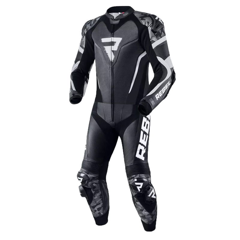 Traje de moto Rebelhorn Rebel negro y blanco