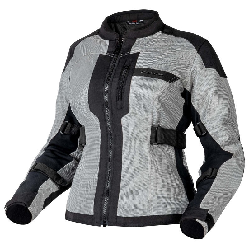 Chaqueta de moto para mujer Rebelhorn Scandal II Plata y Negro liquidación