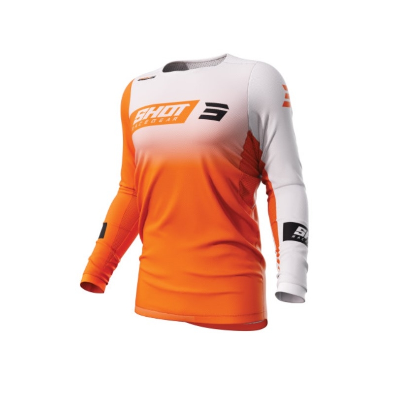 Camiseta motocross Shot Contact Scope blanco-naranja liquidación